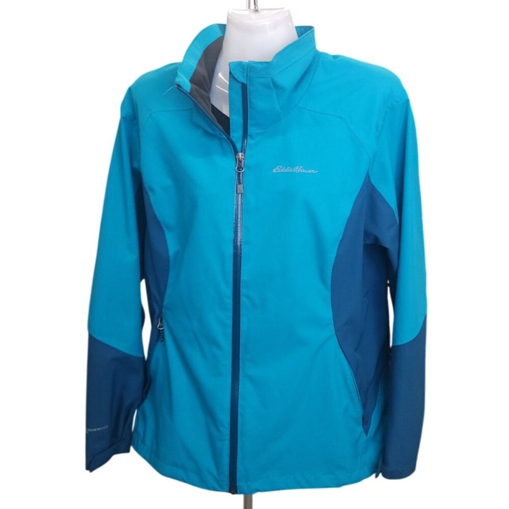 Eddie Bauer Womens XL Turquoise Jacket With Detachable Hood medium weight